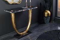 Handgemaakte wandtafel OMEGA 80cm zwart marmer goud metaal - 44851