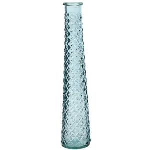 Decoris Vaas - transparant lichtblauw - ruit - glas - H32 cm