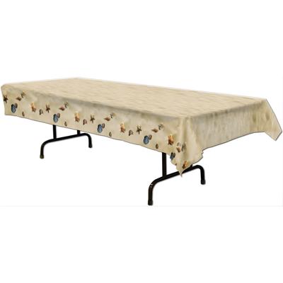 Tafelkleed strand thema - kunststof - schelpen en zandkleur - 275 x 135 cm