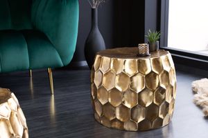 Design bijzettafel ORGANIC ORIENT 55cm goud metaal gehamerd nachtkastje handgemaakt rond - 42226