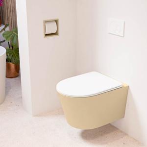 Wandcloset Mondiaz Lavie | Zonder spoelrand | Incl.Toiletzitting-Talc | Keramiek | Sand