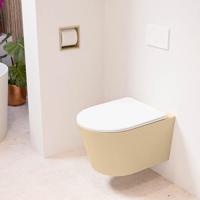 Wandcloset Mondiaz Lavie | Zonder spoelrand | Incl.Toiletzitting-Talc | Keramiek | Sand