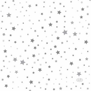 Kerst thema servetten - 20x st - 33 x 33 cm - wit met sterren