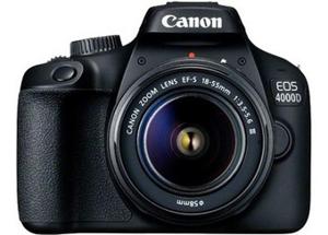 Canon EOS 4000D Kit 18-55mm III Digitale spiegelreflexcamera Incl. EF-S 18-55 mm IS II lens 18 Mpix Zwart Optische zoeker, Met ingebouwde flitser, WiFi,