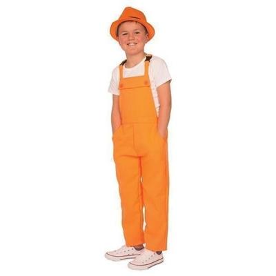 Verkleed Tuinbroek - Overall - oranje - voor kinderen - polyester - carnaval - koningsdag Verkleed Tuinbroek - Overall - oranje - voor kinderen - polyester - carnaval - koningsdag