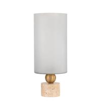Levee Windlicht L - Wit Glas & Travertin Voet