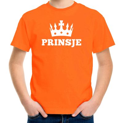 Oranje Prinsje met kroon t-shirt jongens