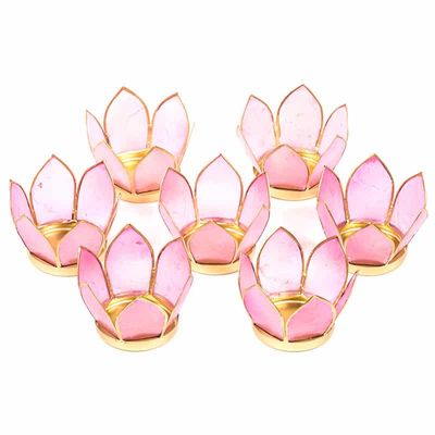 Lotus sfeerlicht Roze Goudrand (Klein - Set van 7)