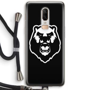 Angry Bear (black): OnePlus 6 Transparant Hoesje met koord