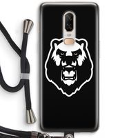 Angry Bear (black): OnePlus 6 Transparant Hoesje met koord