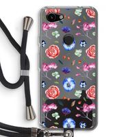 Bloemetjes: Pixel 3a Transparant Hoesje met koord Bloemetjes: Pixel 3a Transparant Hoesje met koord