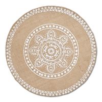 1x placemats met mandala print - jute look stof - rond - D38 cm