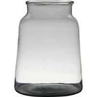 Transparante/grijze stijlvolle vaas/vazen van gerecycled glas 30 x 23 cm   -