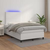 Boxspring met matras en LED kunstleer wit 120x200 cm