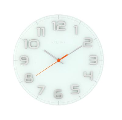 NeXtime ne-8817wi wandklok dia. 30 x 3.5 cm, glass, white, &apos;classy round&apos;