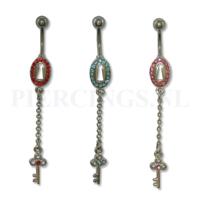 Navelpiercing sleutel aquamarijn