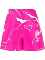 Valentino Garavani short Faille Panther en soie - Rose - thumbnail