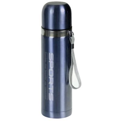 Thermosfles Metallic - RVS - isoleerfles - blauw - 500 ml - Thermoflessen - met draaglus