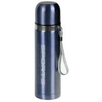 Thermosfles Metallic - RVS - isoleerfles - blauw - 500 ml - Thermoflessen - met draaglus
