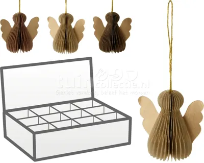 Kerstornament Papieren Engel 8cm Assorti 1st