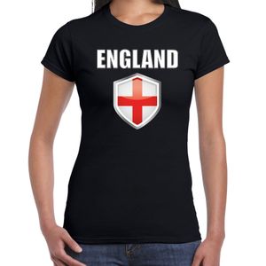 Engeland landen supporter t-shirt met Engelse vlag schild zwart dames 2XL  -