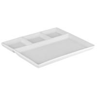 Fondue/gourmet/bbq bord - 8x - wit - 26 x 20 cm - 4 vakken - porselein - dinerborden