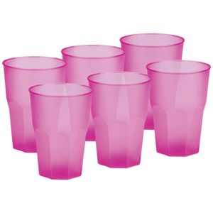 Drinkglazen frosted - fuchsia roze - 36x - 420 ml - onbreekbaar kunststof - Feest/cocktailglas