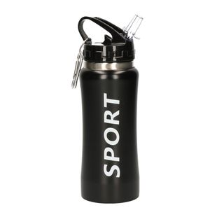 Sport bidon drinkfles/waterfles Sport print zwart 420 Ml