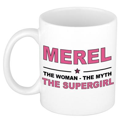 Merel cadeau mok - Woman Myth Supergirl - naam koffiemok - 300 ml - collega - moederdag