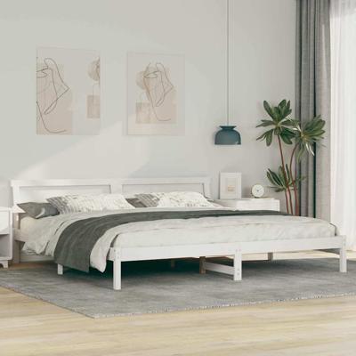 Bedframe met hoofdeinde Wit 180 x 200 cm Massief grenenhout