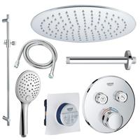 Grohe - Adema Rise Regendoucheset - Inbouw - 2 functies - met Adema Rise hoofddouche 25cm - ronde handdouche - plafondarm - glijstang 90 cm - Grohe Grohtherm inbouwthermostaat - chroom sw105953 SW104917  SW720552 SW496814 SW767373 SW76