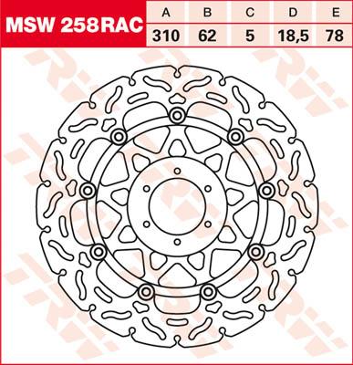 TRW Remschijf, remschijven voor de moto, MSW258RAC