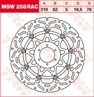 TRW Remschijf, remschijven voor de moto, MSW258RAC