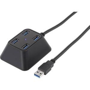 Renkforce Desktop USB 3.2 Gen 1-hub 4 poorten Met status-LEDs Zwart