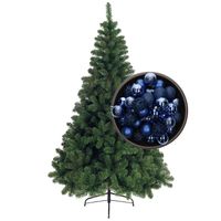 Bellatio Decorations kunst kerstboom 180 cm met kerstballen kobalt blauw - Kunstkerstboom - thumbnail