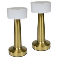 Benson LED tafellamp oplaadbaar - 2x - goud - aanraaksensor - metaal - 21 cm Benson LED tafellamp oplaadbaar - 2x - goud - aanraaksensor - metaal - 21 cm
