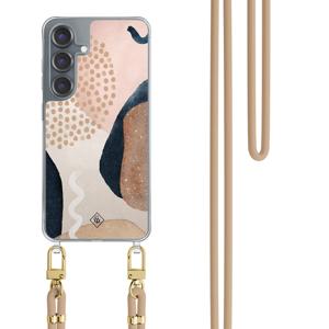Samsung Galaxy S25 hoesje met beige koord - Abstract dots