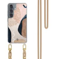 Samsung Galaxy S25 hoesje met beige koord - Abstract dots