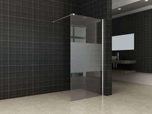 Saqu Splash inloopdouche met chroom muurprofiel 70x200cm Nanoglas semi-gesatineerd