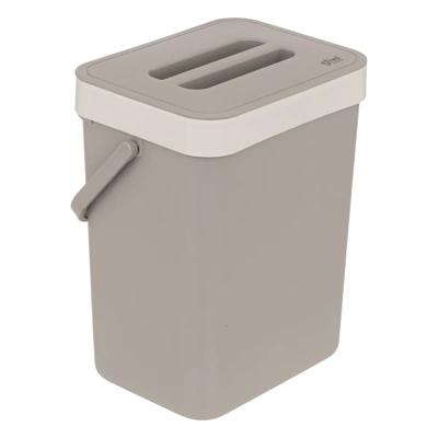 Gft afvalbakje voor aanrecht - of aan keuken kastje - 5L - beige - afsluitbaar - 24 x 19 x 14 cm