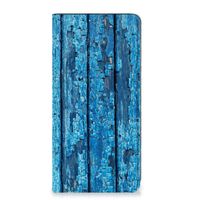 OPPO A17 Book Wallet Case Wood Blue - thumbnail