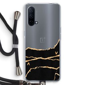 Gouden marmer: OnePlus Nord CE 5G Transparant Hoesje met koord