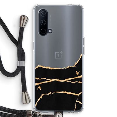 Gouden marmer: OnePlus Nord CE 5G Transparant Hoesje met koord