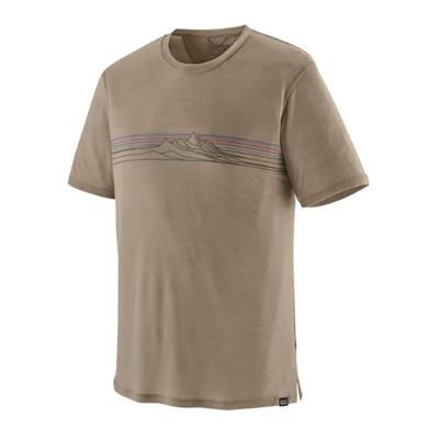 Patagonia Capilene Cool Merino Blend Graphic T-shirt Heren Strata Stripe: Seabird Grey M