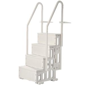 VEVOR 4-traps witte zwembadladder met 2 leuningen, ondersteunt 400 lbs voor zwembaden van 48"-54