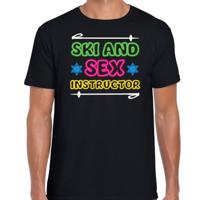 Apres ski t-shirt voor heren - ski and sex instructor - zwart - wintersport