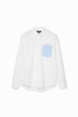 Effen shirt met borstzakje - WHITE - L