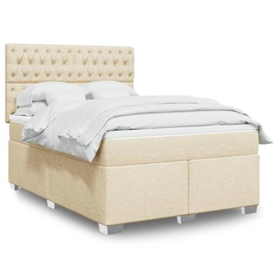 Boxspring met matras stof crèmekleurig 140x200 cm