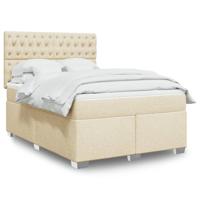 Boxspring met matras stof crèmekleurig 140x200 cm