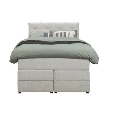 Boxspring met opbergruimte Liv geruit - ecru - 120x200 cm - Leen Bakker